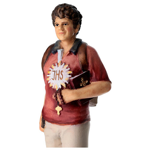 Statue of Saint Carlo Acutis, painted wood, Val Gardena 2