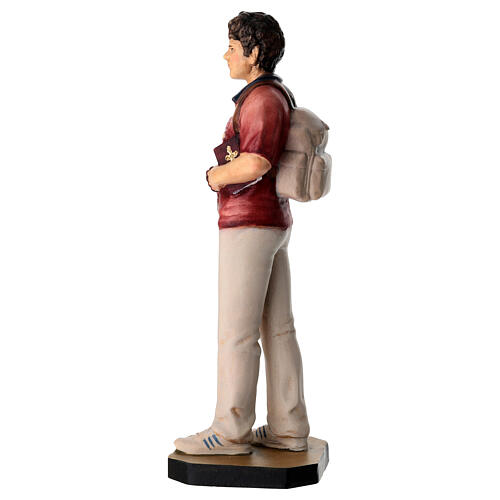 Estatua San Carlo Acutis madera pintada Val Gardena 4