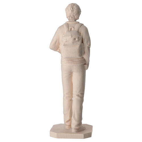 St Carlo Acutis statue in natural Val Gardena wood 6