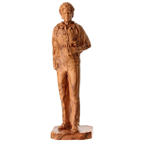 Statua legno d'ulivo Carlo Acutis Val Gardena 1