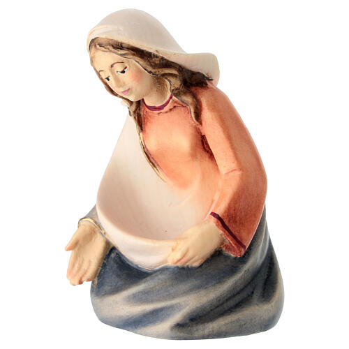 Small coloured wooden statue of Mary in Leonardo Nativity Scene from Val Gardena 2