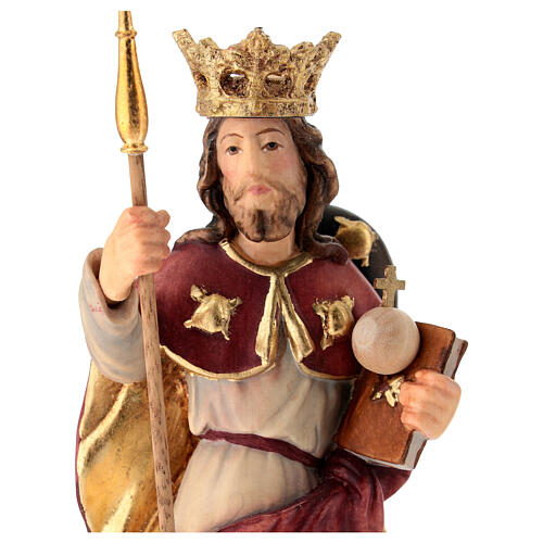 Statue Saint Eric IX of Sweden painted wood Val Gardena 2