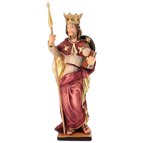 Estatua San Enrique IX de Suecia madera pintada Val Gardena 1