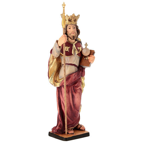 Statue St. Henry IX of Sweden painted wood Val Gardena 3
