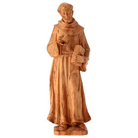 Heiliger Franziskus von Assisi mit Taube, Statue aus Olivenholz, Grödnertal