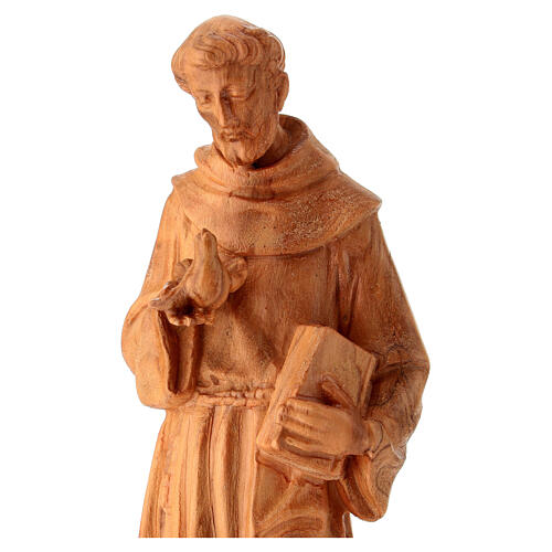 Statuetta San Francesco d'Assisi tortorella legno ulivo 3