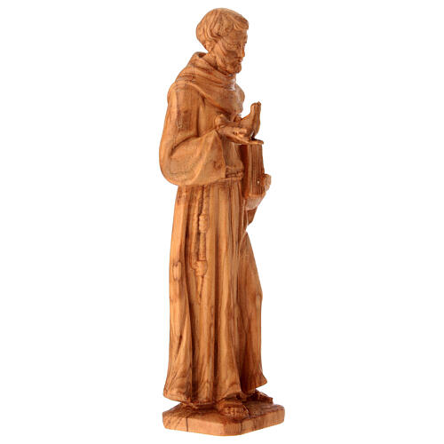 Statuetta San Francesco d'Assisi tortorella legno ulivo 5
