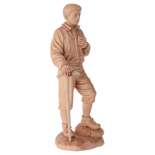 Natural wood statue of Pier Giorgio Frassati, 24 in, Val Gardena 7