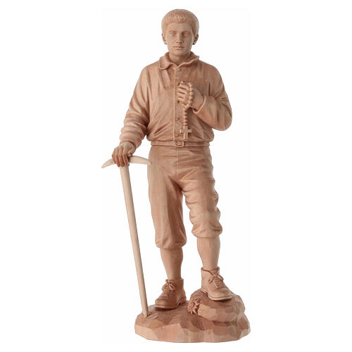 Pier Giorgio Frassati Statue in Natural Wood Val Gardena, 60 cm 1