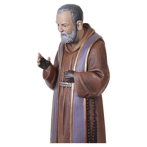 St. Padre Pio painted fibreglass statue, wood-effect, 47 in 6