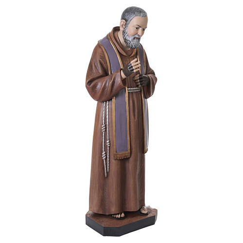 Padre Pio statue 120 cm, painted fiberglass with wood-effect finish 7