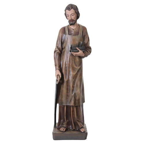 Statue Saint Joseph travailleur 120 cm fibre de verre effet sculpté colorée 1