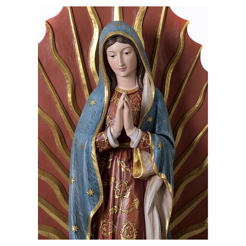 Virgen de Guadalupe estatua de fibra de vidrio pintada efecto madera 5