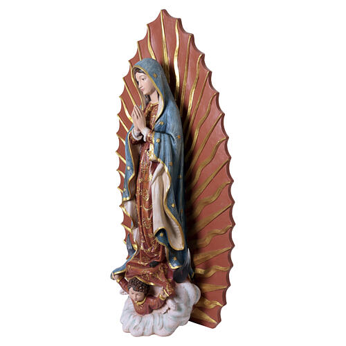 Virgen de Guadalupe estatua de fibra de vidrio pintada efecto madera 6
