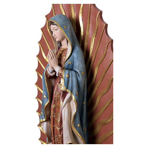 Virgen de Guadalupe estatua de fibra de vidrio pintada efecto madera 9
