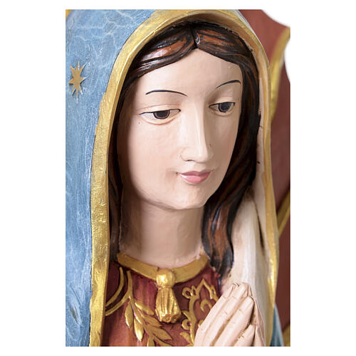 Virgen de Guadalupe estatua de fibra de vidrio pintada efecto madera 12