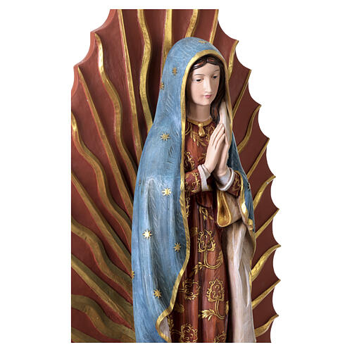 Virgen de Guadalupe estatua de fibra de vidrio pintada efecto madera 15