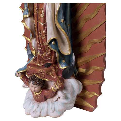 Virgen de Guadalupe estatua de fibra de vidrio pintada efecto madera 16