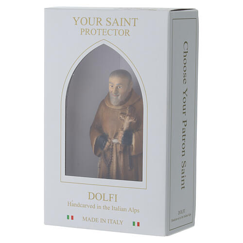 Saint Padre Pio statue in painted Val Gardena wood, 10 cm 2