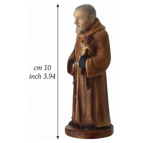 Saint Padre Pio statue in painted Val Gardena wood, 10 cm 3