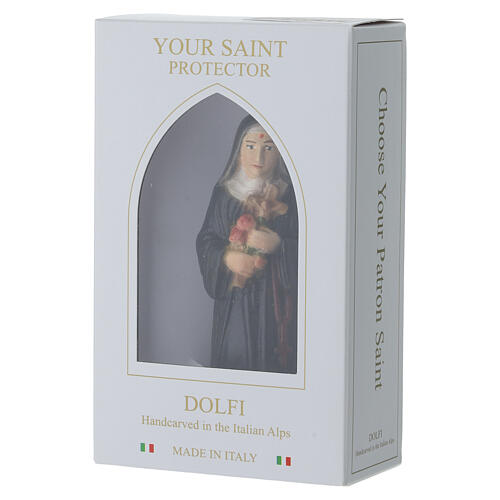 Saint Rita statue in painted Val Gardena wood, 10 cm 2