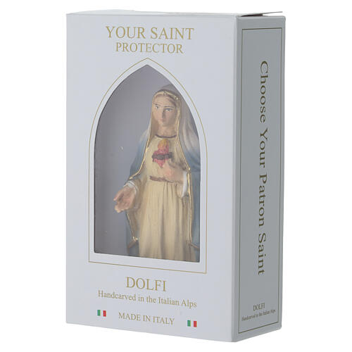 Sacro Cuore di Maria statuina legno dipinto Valgardena 10 cm 2