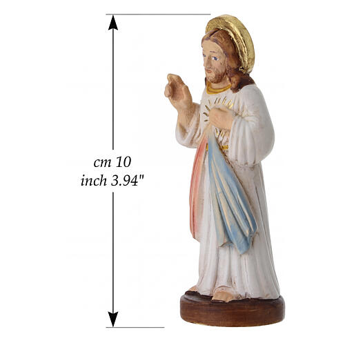 Divine Mercy Jesus statue in painted Val Gardena maple wood, 10 cm 3