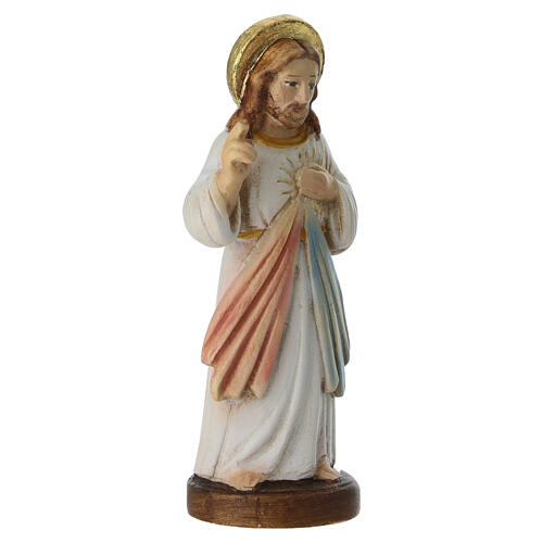 Divine Mercy Jesus statue in painted Val Gardena maple wood, 10 cm 4