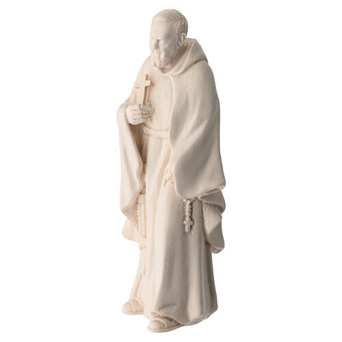 Statue Saint Pio de Pietrelcina en bois naturel Valgardena 3