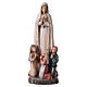 Estatua Virgen de Fátima madera pintada con pastorcillos Val Gardena s1