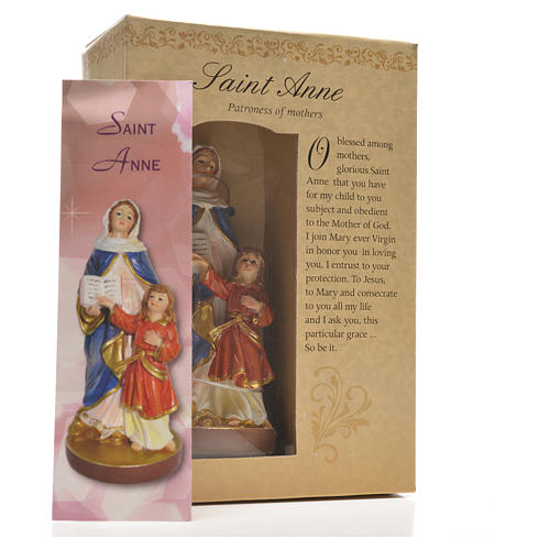 Heilige Anna mit Heiligenbildchen und GEBET AUF ENGLISCH 12 cm 3