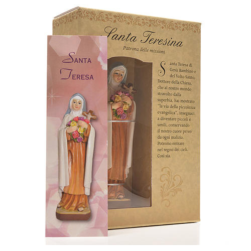 Heilige Teresina mit Heiligenbildchen und GEBET AUF ITALIENISCH 12 cm 3