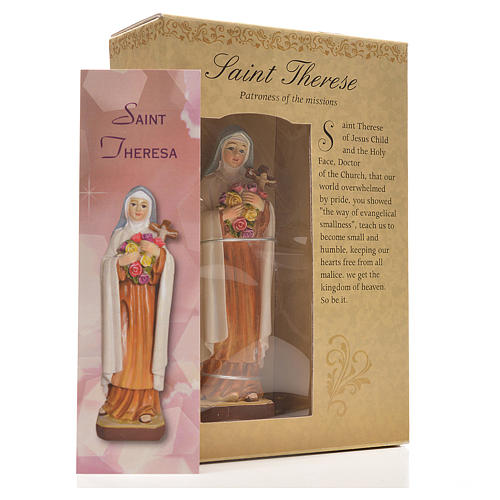 Heilige Teresina mit Heiligenbildchen und GEBET AUF ENGLISCH 12 cm 3