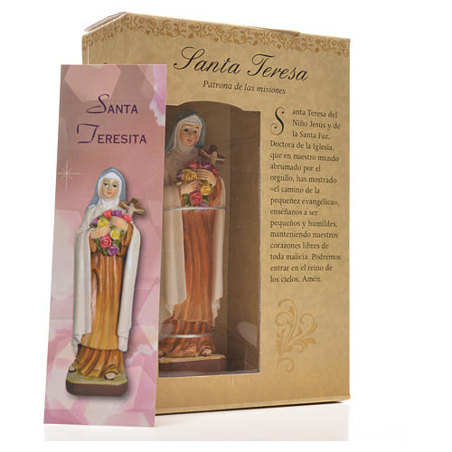 Heilige Teresina mit Heiligenbildchen und GEBET AUF SPANISCH 12 cm 6