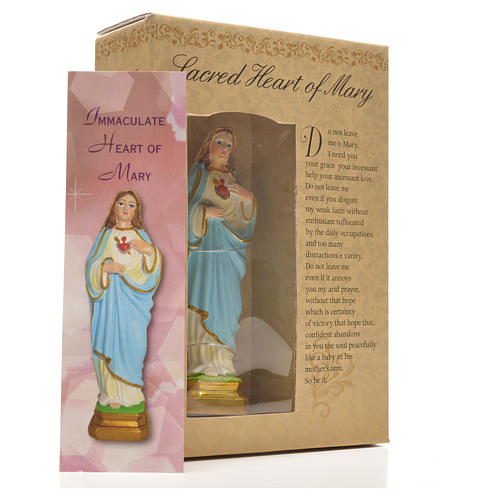 Figurka święte Serce Maryi z obrazkiem z modlitwą po angielsku 6