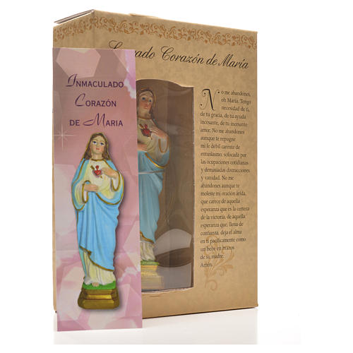 Heiliges Herz Mariä mit Heiligenbildchen GEBET AUF SPANISCH 12 cm 6