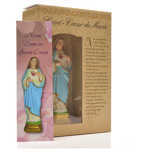 Heiliges Herz Mariä mit Heiligenbildchen GEBET AUF FRANZÖSISCH 12 cm 6