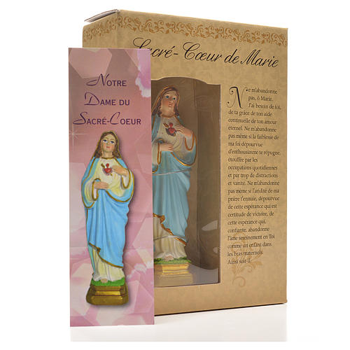 Heiliges Herz Mariä mit Heiligenbildchen GEBET AUF FRANZÖSISCH 12 cm 3