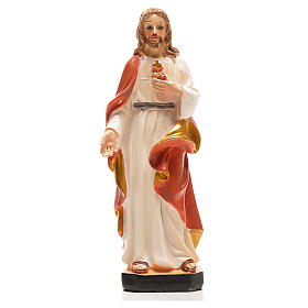 Heiliges Herz Jesu mit Heiligenbildchen GEBET AUF FRANZÖSISCH 12 cm