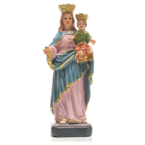 Figurka Matka Boska Pomocna  z obrazkiem z modlitwą po włosku 1