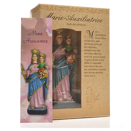 Mary Help of Christians 12cm with image and FRENCH PRAYER 3