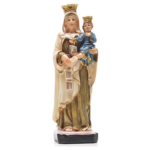 Gottesmutter vom Karmel mit Heiligenbildchen GEBET AUF ENGLISCH 12 cm 1