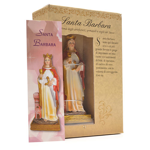 Saint Barbara, 12cm with Italian prayer 3