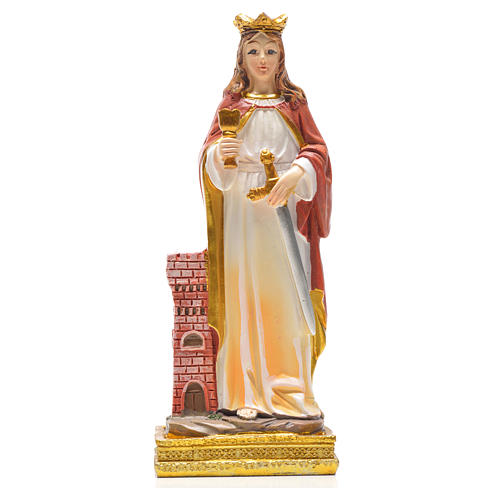 Figurka święta Barbara z obrazkiem z modlitwą po włosku 1