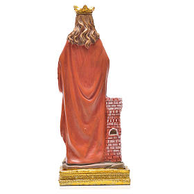 Figurka święta Barbara z obrazkiem z modlitwą po hiszpańsku