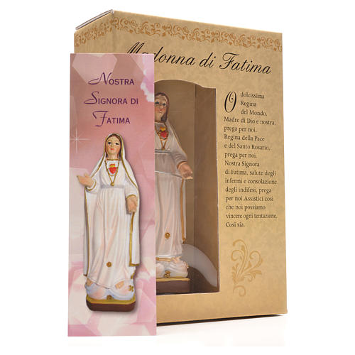 Fatima Madonna mit Heiligenbildchen GEBET AUF ITALIENISCH 12 cm 3