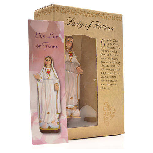 Fatima Madonna mit Heiligenbildchen GEBET AUF ENGLISCH 12 cm 3