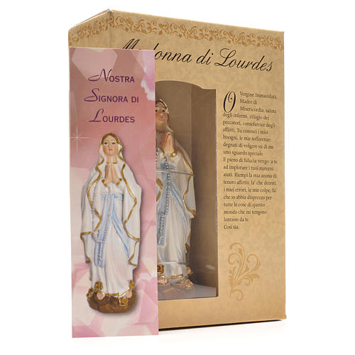 Lourdes Madonna mit Heiligenbildchen GEBET AUF ITALIENISCH 12 cm 3