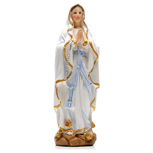 Lourdes Madonna mit Heiligenbildchen GEBET AUF ENGLISCH 12 cm 1