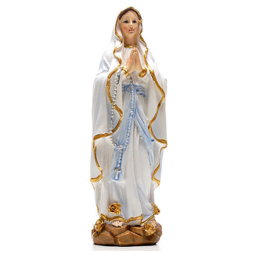 Madonna z Lourdes z obrazkiem z modlitwą po hiszpańsku 1